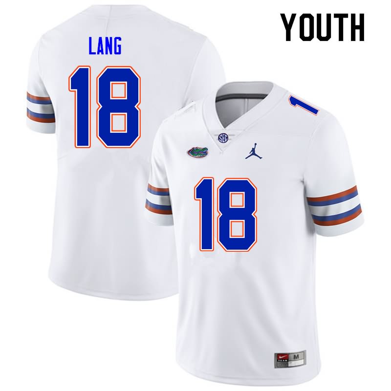 NCAA Florida Gators Dante Lang Youth #18 Nike White Stitched Authentic College Football Jersey EKL0164HD